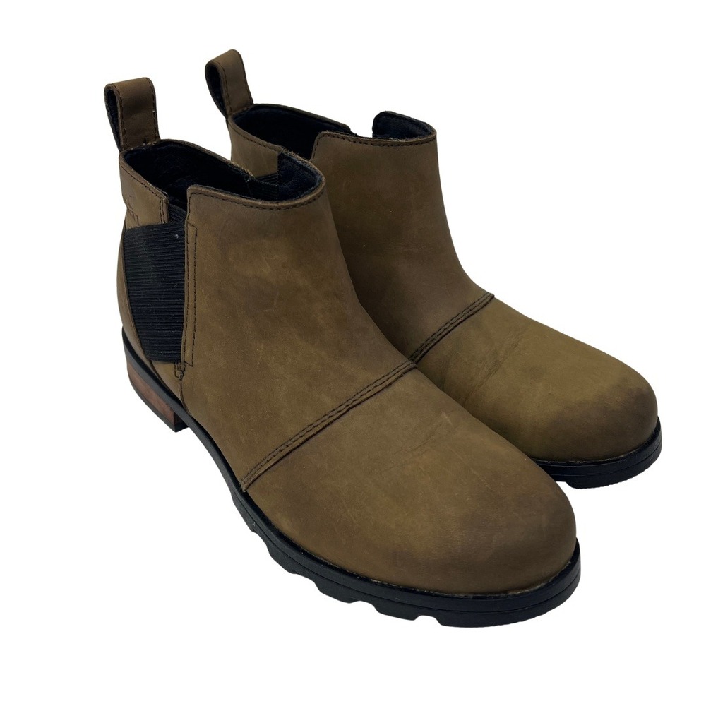 Sorel Chelsea Boots Women's 6.5 Brown Leather Waterproof Ankle Boot Lug Sole‎
